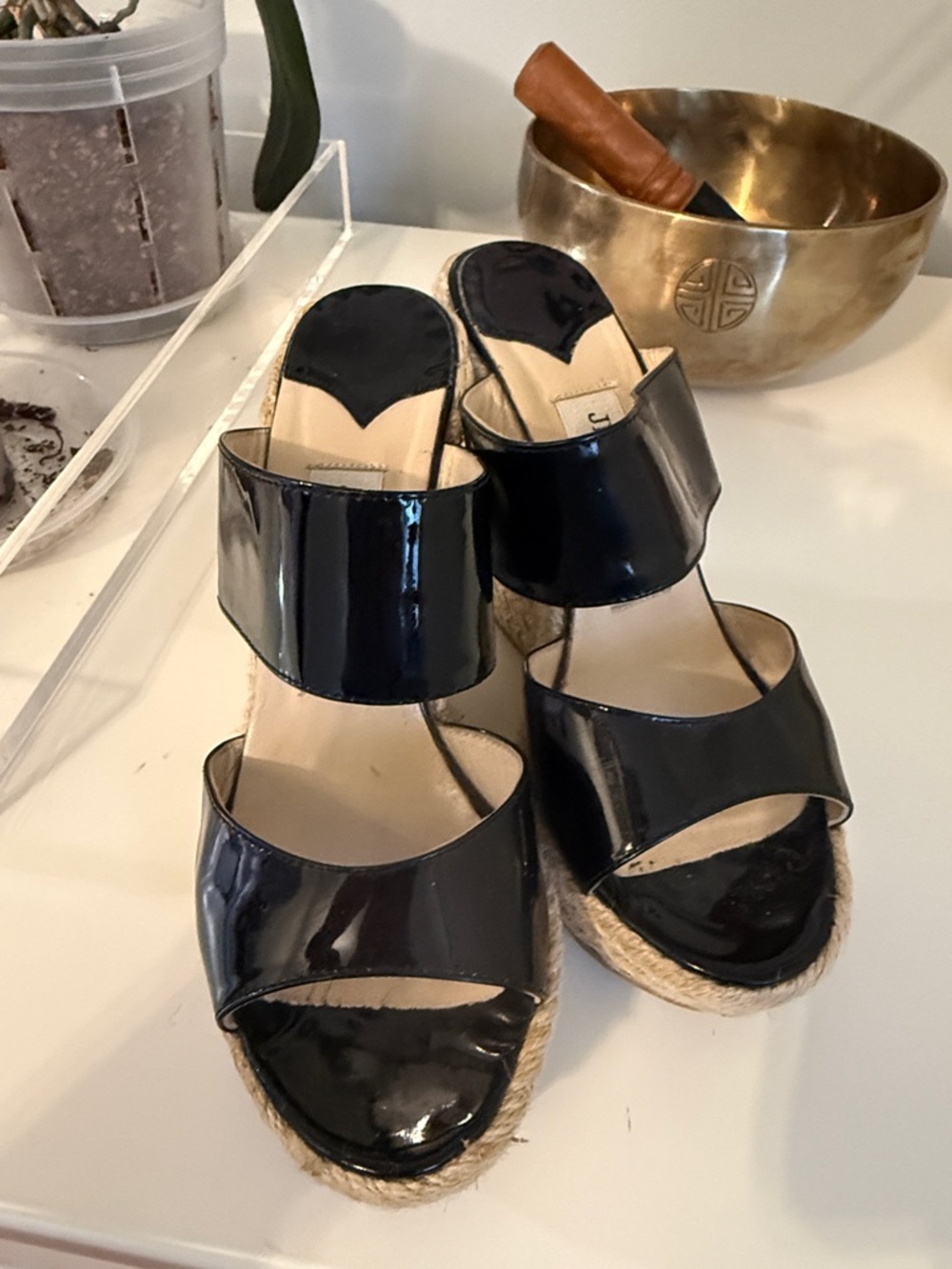 Jimmy Choo Black Patent Espadrille Platform Wedges - Picture 6 of 6